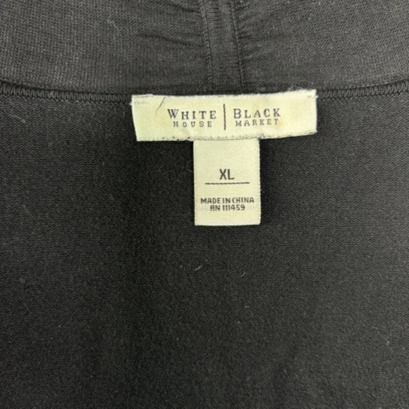 White House Black Market Women's Black Open Front Cropped Shirt Size XL - Picture 5 of 7